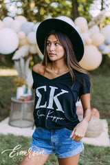 Sigma Kappa Simple Black Vneck Tee