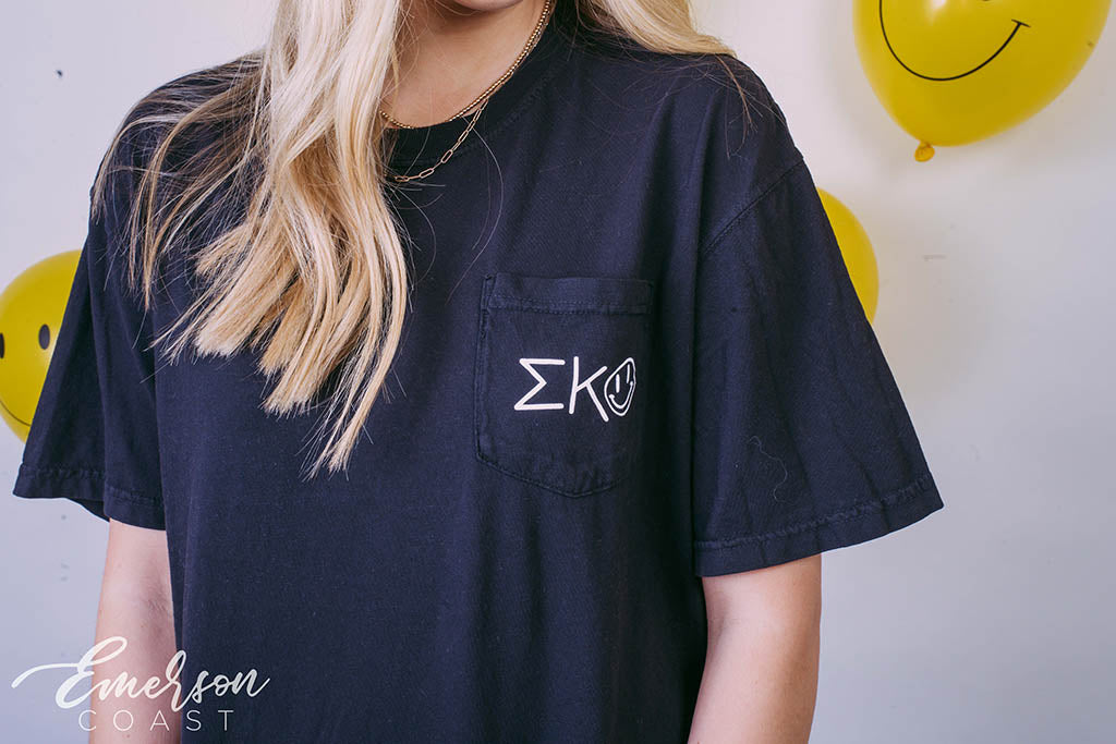 Sigma Kappa Smiley Faces Pocket Tee