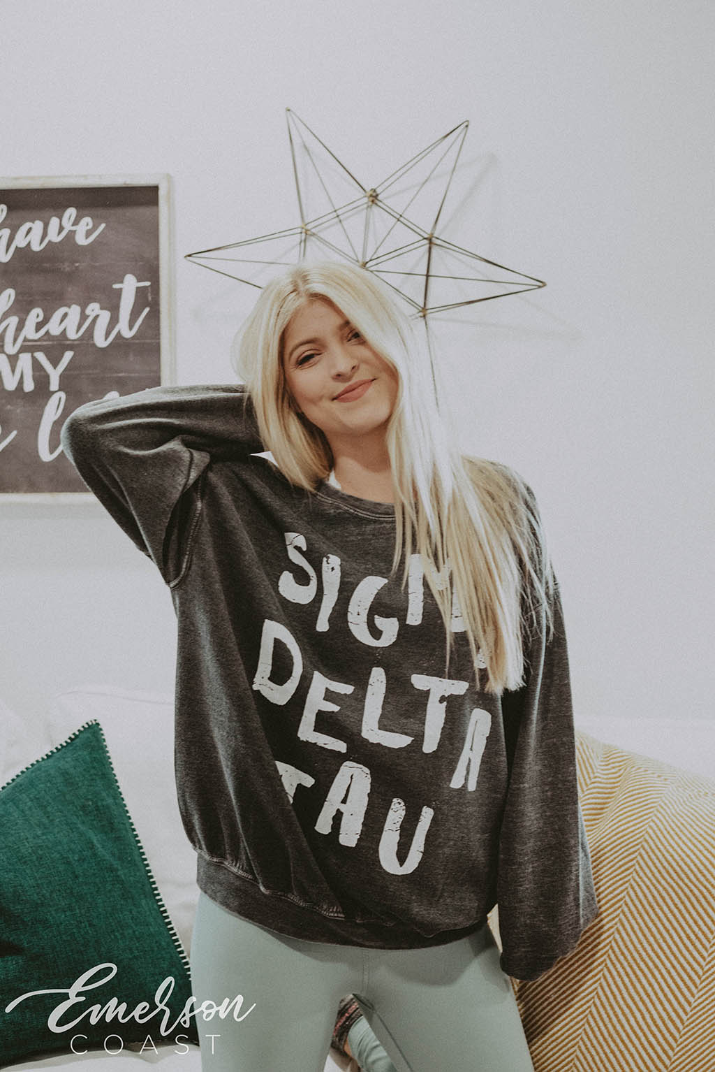 Sigma Delta Tau Gray Bomber Sweatshirt
