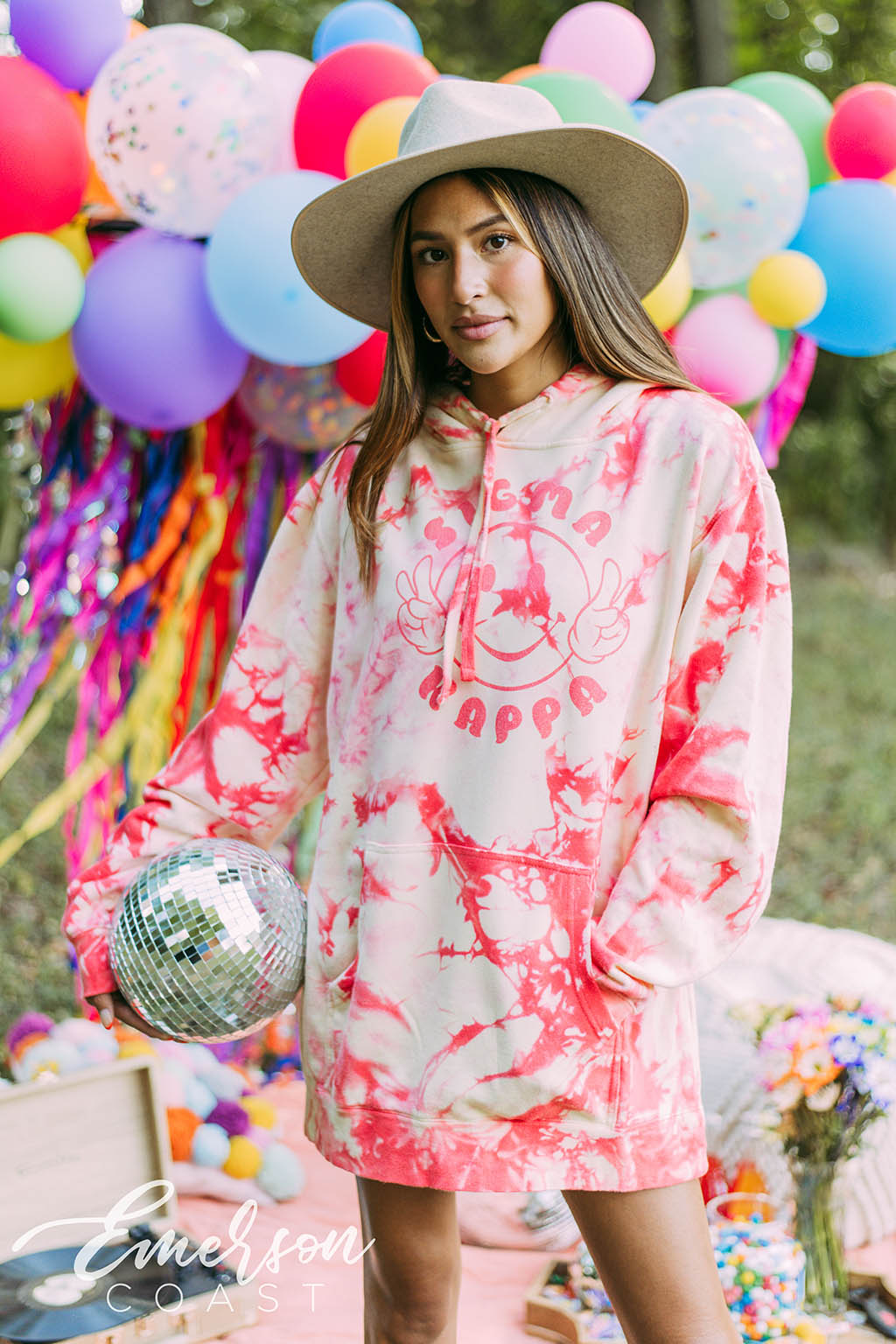 Sigma Kappa Coral Tie Dye Hoodie