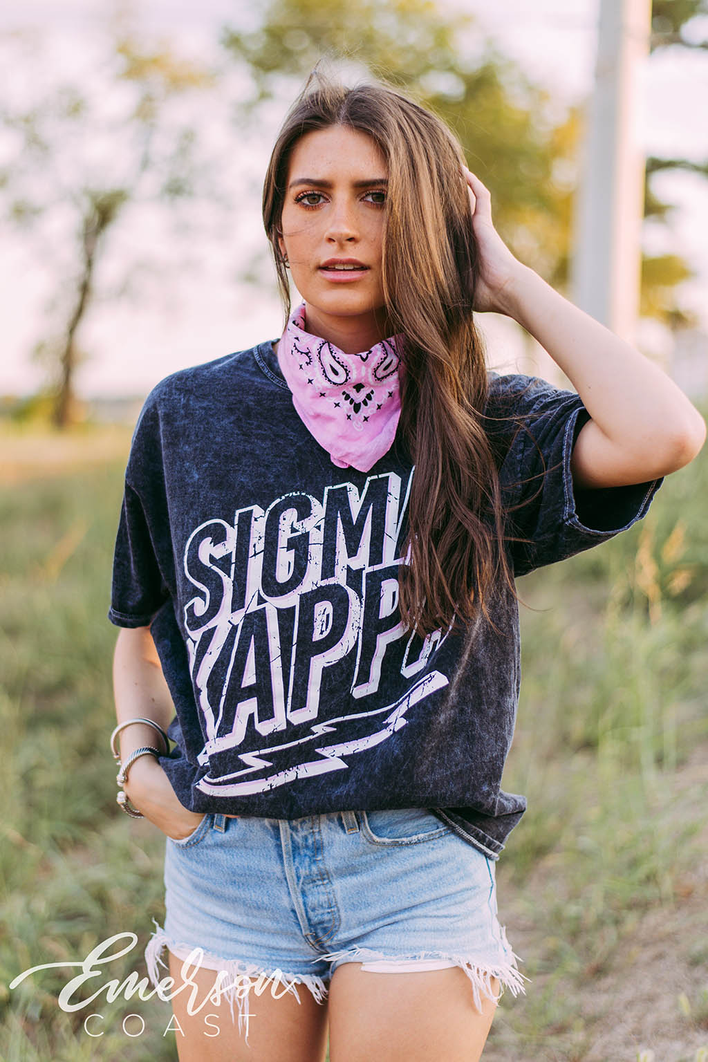Sigma Kappa Lightning Bolt Mineral Wash Tee