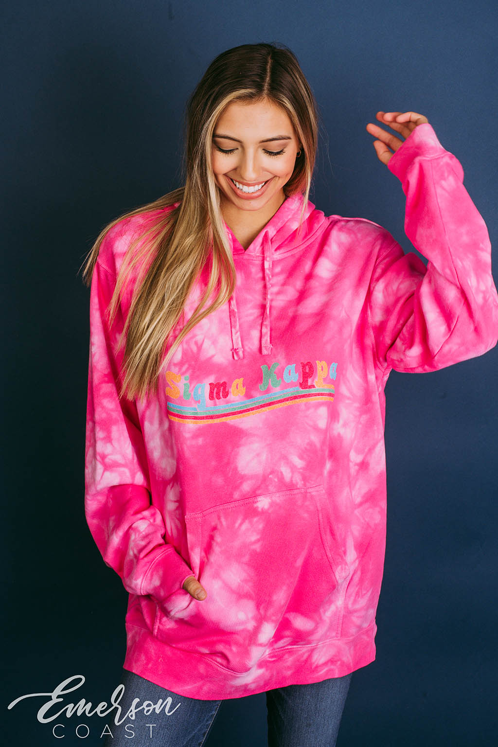 Sigma Kappa Multicolor Crystal Wash Hoodie