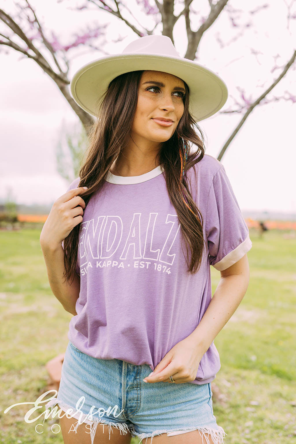 Sigma Kappa End Alz Purple Colorblock Ringer Tee