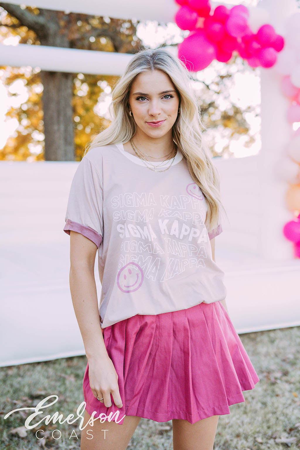 Sigma Kappa PR Smiley Face Colorblock Ringer Tee