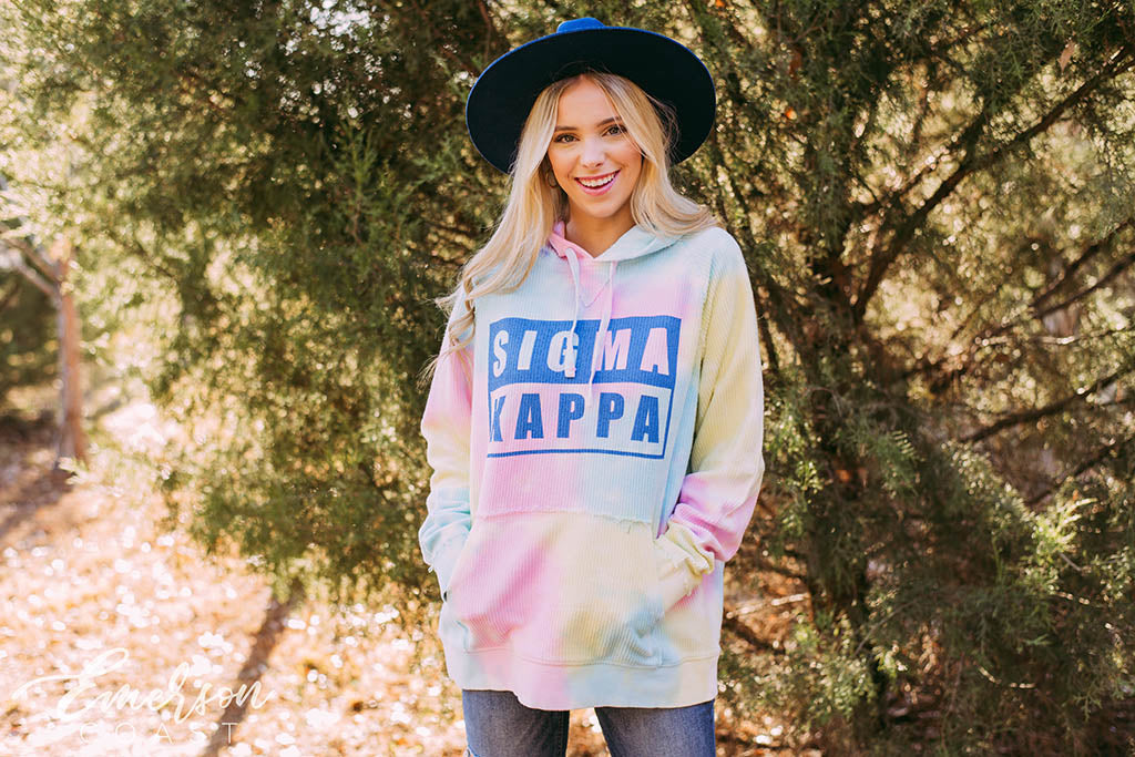 Sigma Kappa Tie Dye Corduroy Hoodie