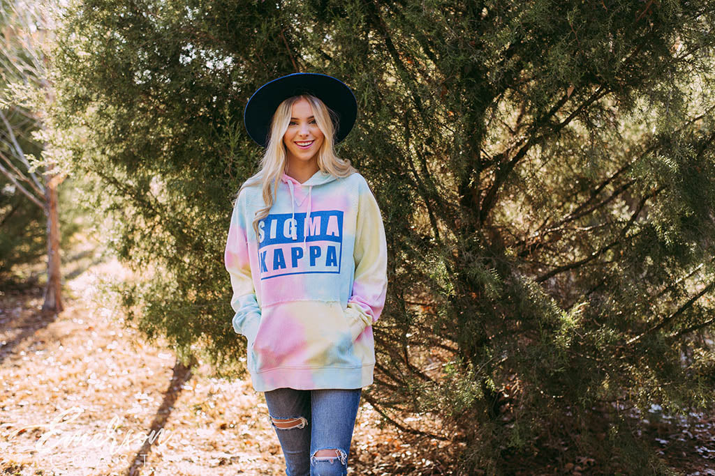 Sigma Kappa Tie Dye Corduroy Hoodie