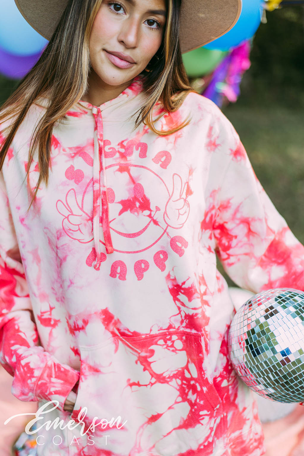 Sigma Kappa Coral Tie Dye Hoodie
