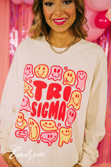 Tri Sigma Funky Smiley Long Sleeve Tee