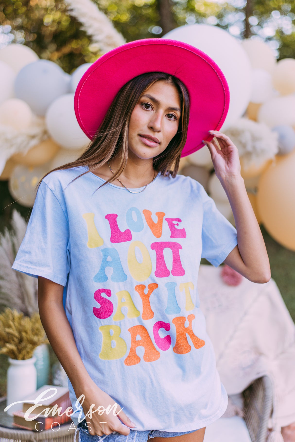 AOII Blue Mineral Wash Raw Neck Tshirt