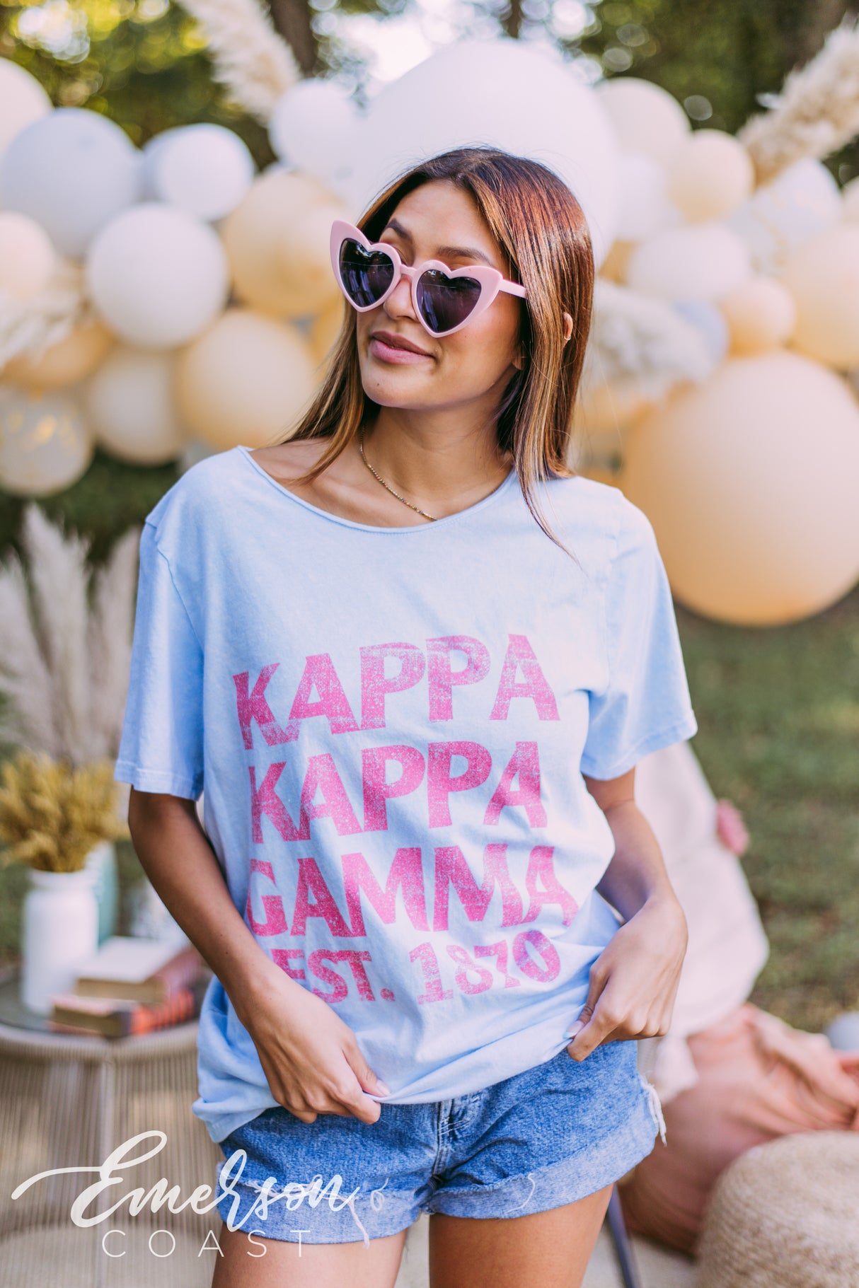 Kappa Kappa Gamma Retro Blue Mineral Wash Tee