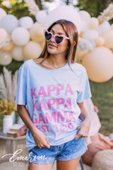 Kappa Kappa Gamma Retro Blue Mineral Wash Tee