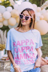 Kappa Kappa Gamma Retro Blue Mineral Wash Tee