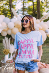 Kappa Kappa Gamma Retro Blue Mineral Wash Tee