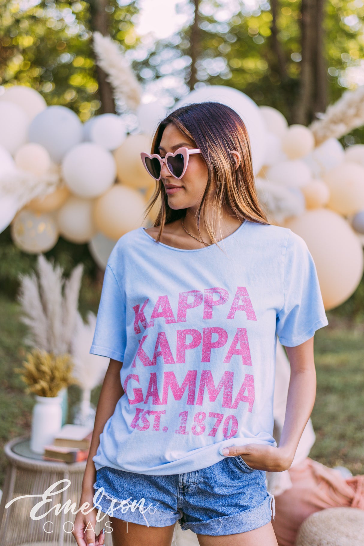 Kappa Kappa Gamma Retro Blue Mineral Wash Tee