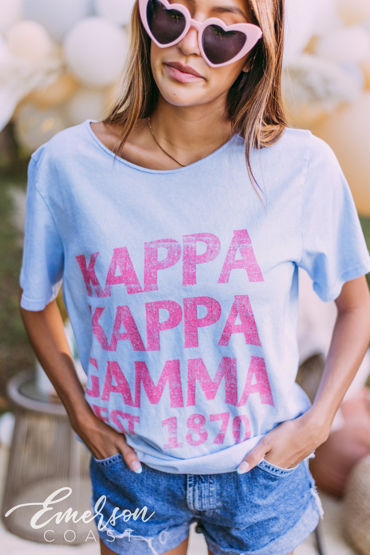 Kappa Kappa Gamma Retro Blue Mineral Wash Tee