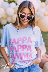 Kappa Kappa Gamma Retro Blue Mineral Wash Tee