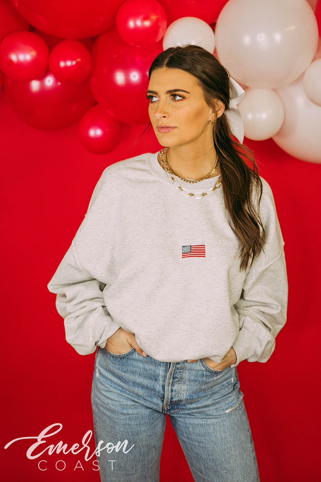 Kappa Alpha Theta Subtle America Embroidered Sweatshirt