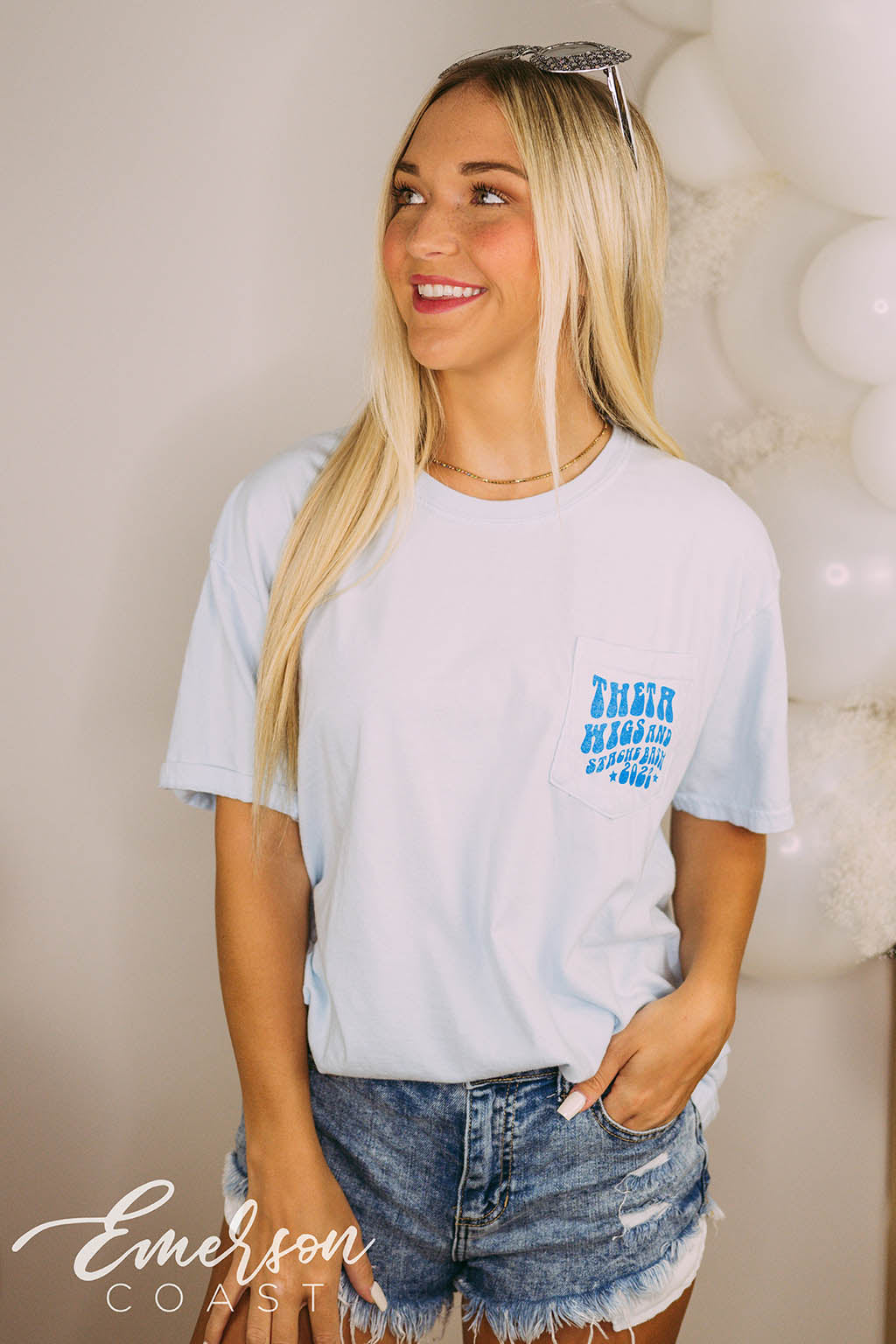 Kappa Alpha Theta Social Wigs and Stache Tee