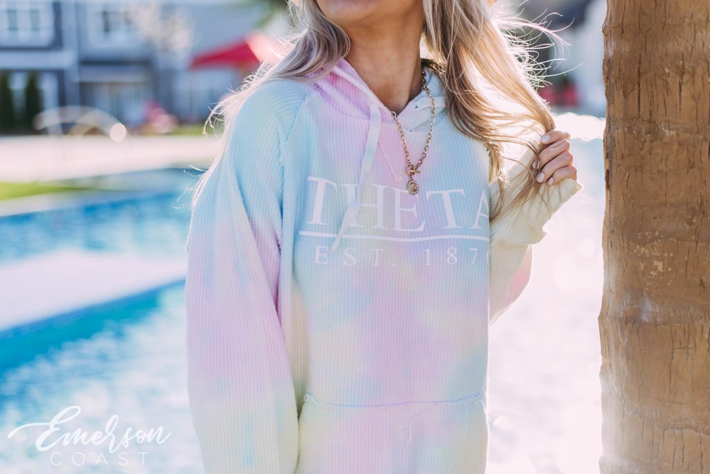 Kappa Alpha Theta PR Tie Dye Corduroy Hoodie