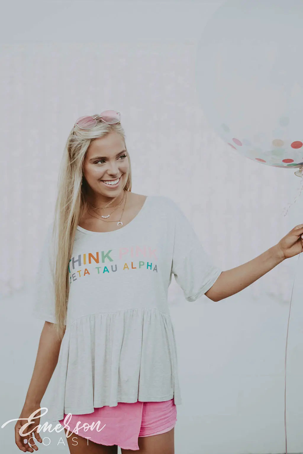 Zeta Tau Alpha Think Pink Peplum Tshirt