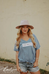 Tri Delta Blue V-Neck PR Tee