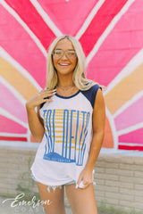 Tri Delta Retro Sunset Cut Off Tank