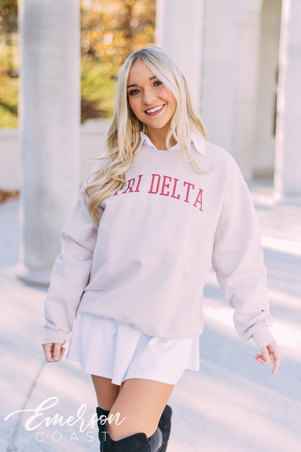 Tri Delta Varsity Sand Sweatshirt
