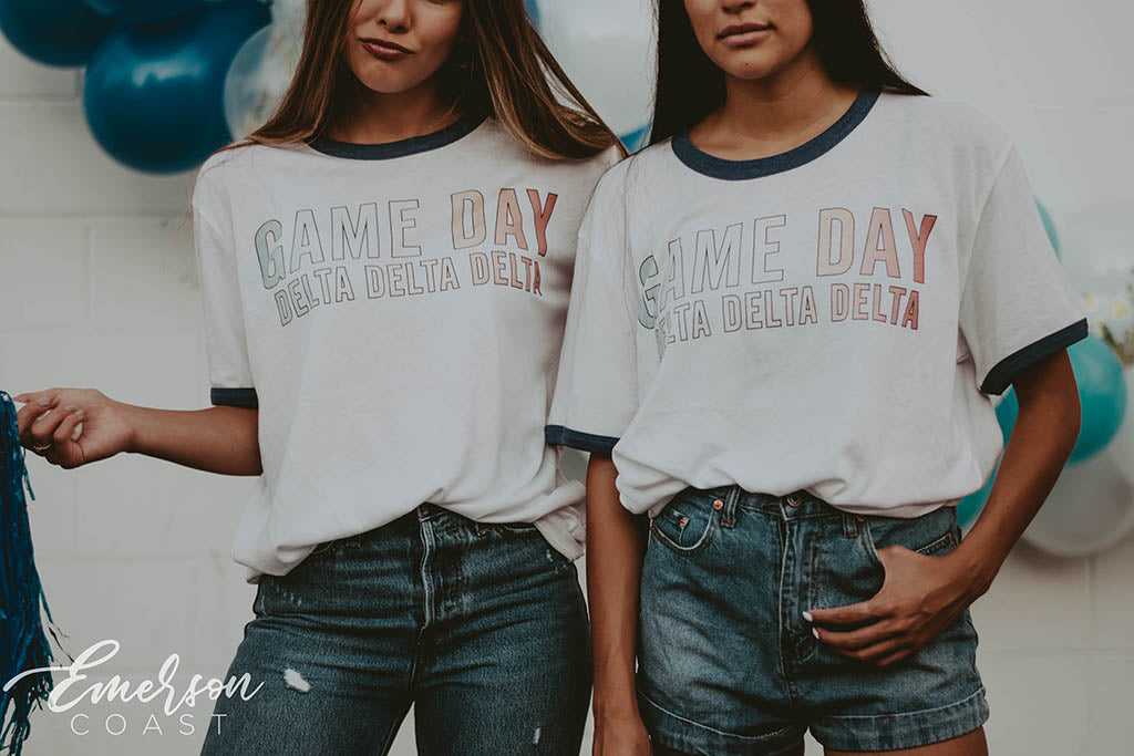 Tri Delta Game Day Gradient Ringer Tee