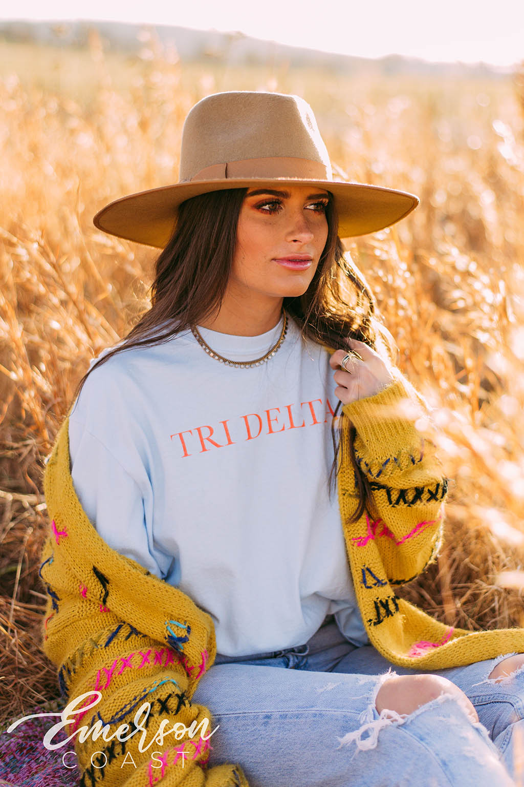 Tri Delta Simple Chambray Long Sleeve Tee