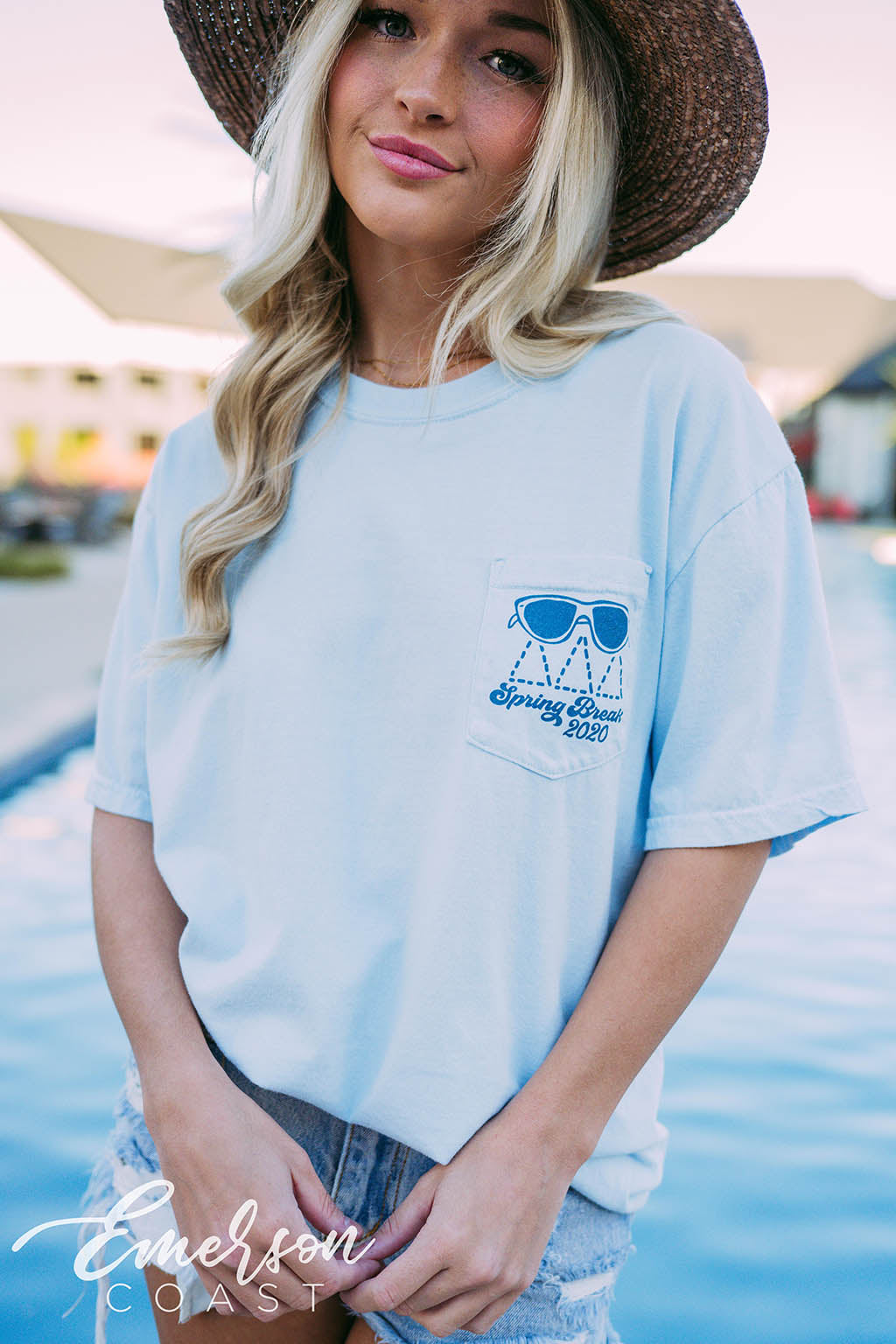 Delta Delta Delta Spring Break Sunglasses Blue Tee