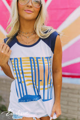 Tri Delta Retro Sunset Cut Off Tank