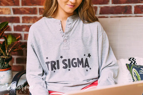 Tri Sigma Stars Gray Thermal Henley