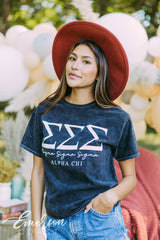 Sigma Sigma Sigma Black Mineral Wash Tee