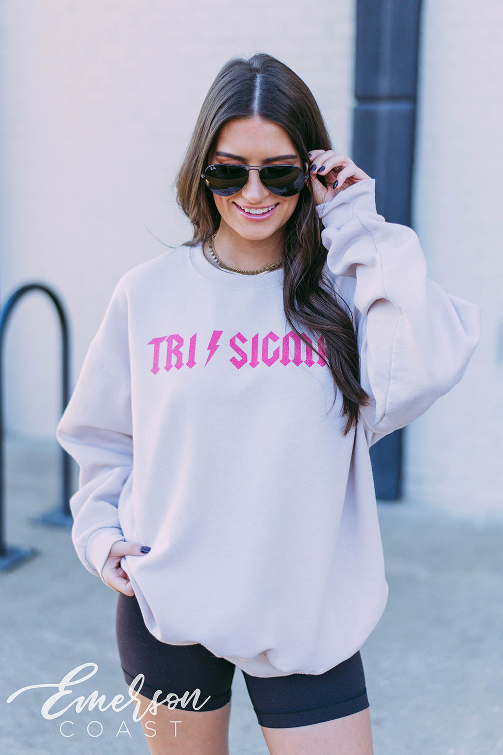 Tri Sigma Hot Pink Lightning Bolt Sweatshirt