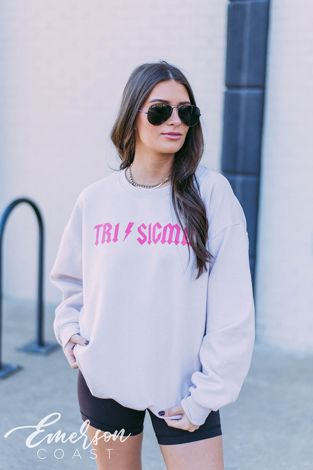 Tri Sigma Hot Pink Lightning Bolt Sweatshirt
