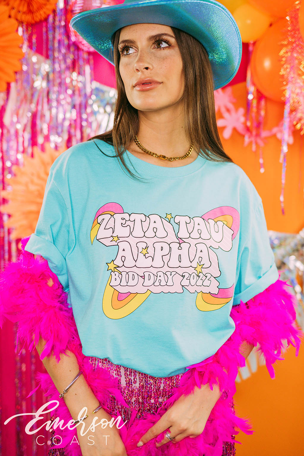 Zeta Tau Alpha Bid Day Groovy Colorful Tee