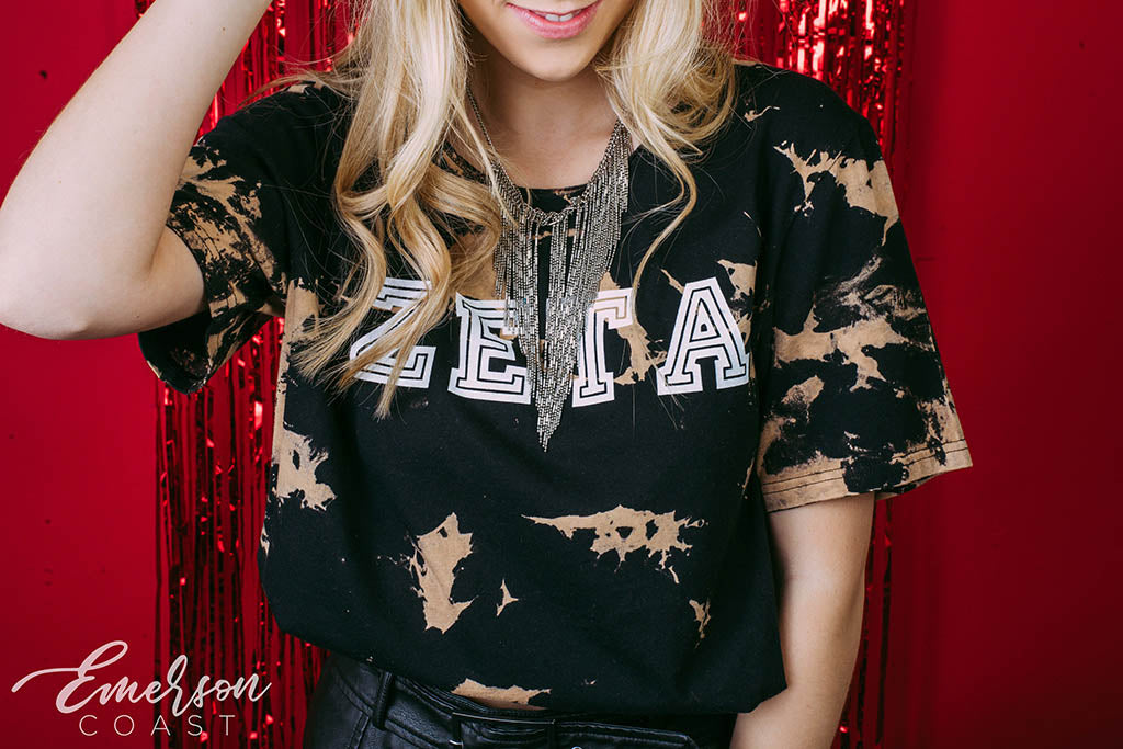 Zeta Tau Alpha Black Tie Dye PR T-Shirt