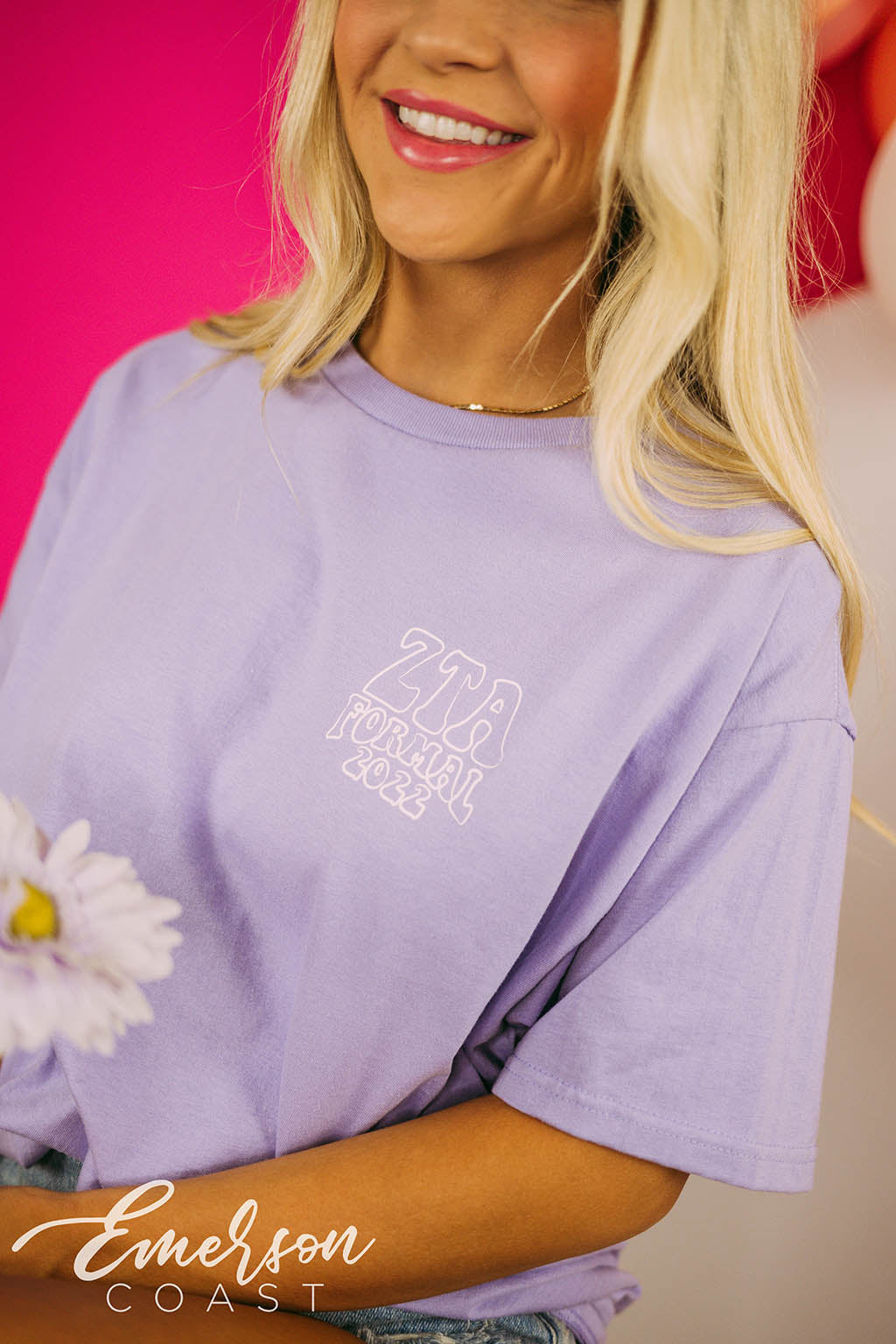 Zeta Tau Alpha White Violet Formal Purple Tee