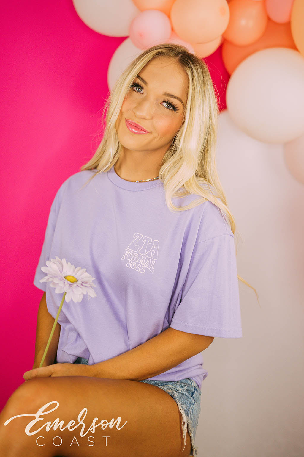 Zeta Tau Alpha White Violet Formal Purple Tee