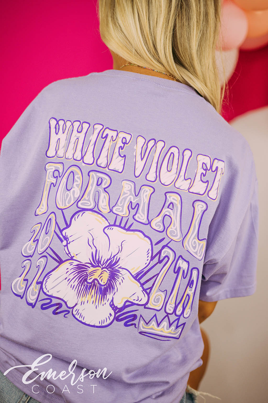 Zeta Tau Alpha White Violet Formal Purple Tee