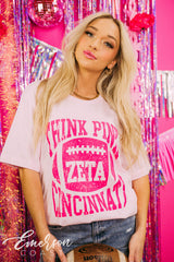 Zeta Tau Alpha Philanthropy Think Pink Football Tee