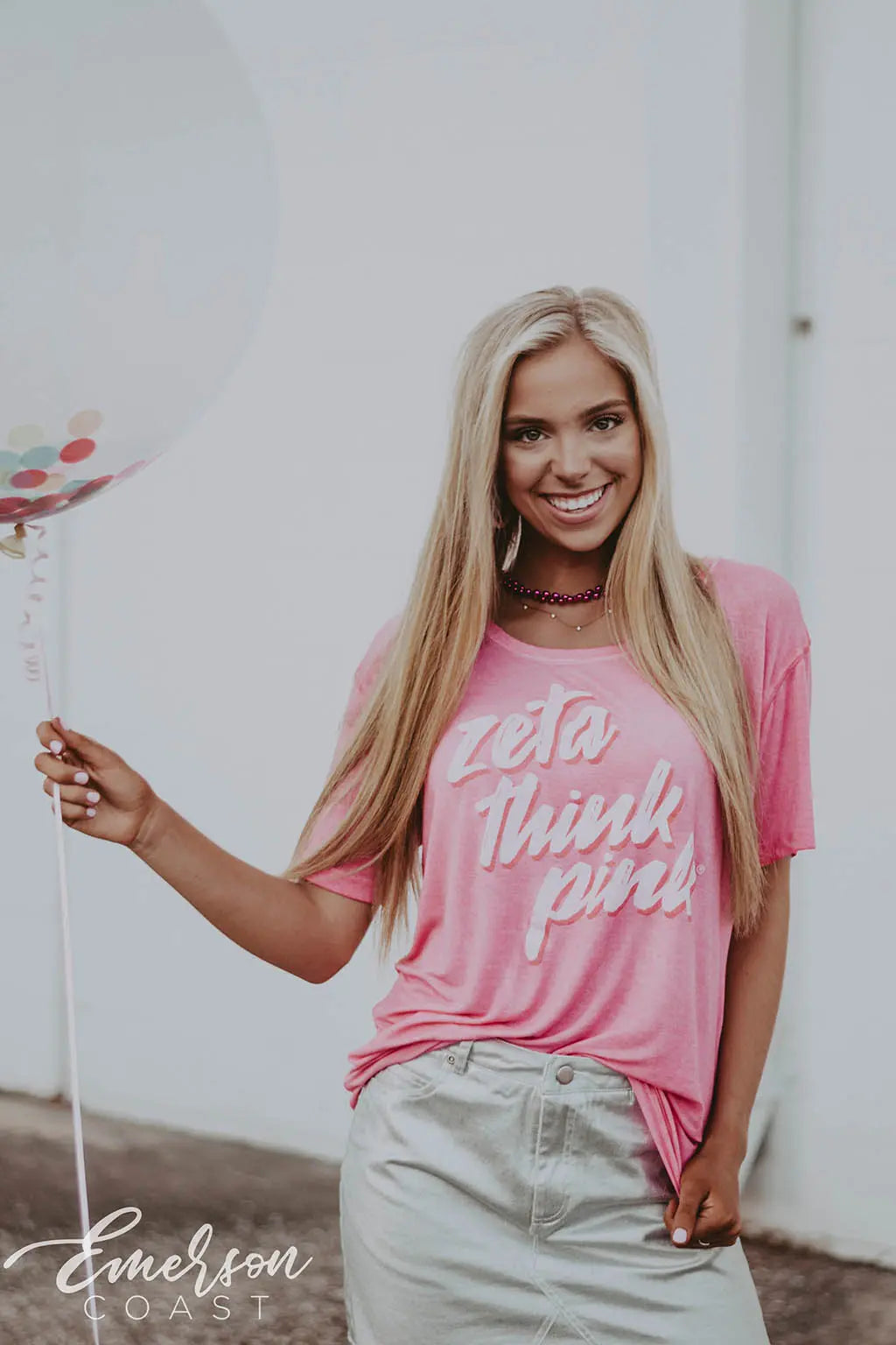 Zeta Tau Alpha Think Pink Loose Tshirt