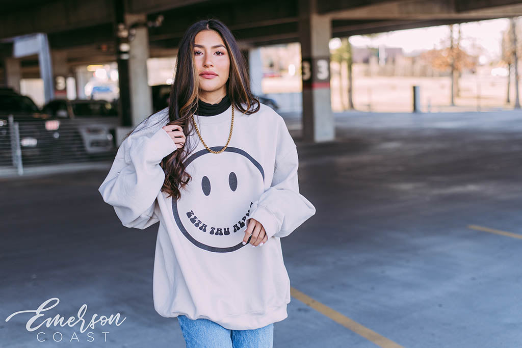 Zeta Tau Alpha Oatmeal Smile Crewneck