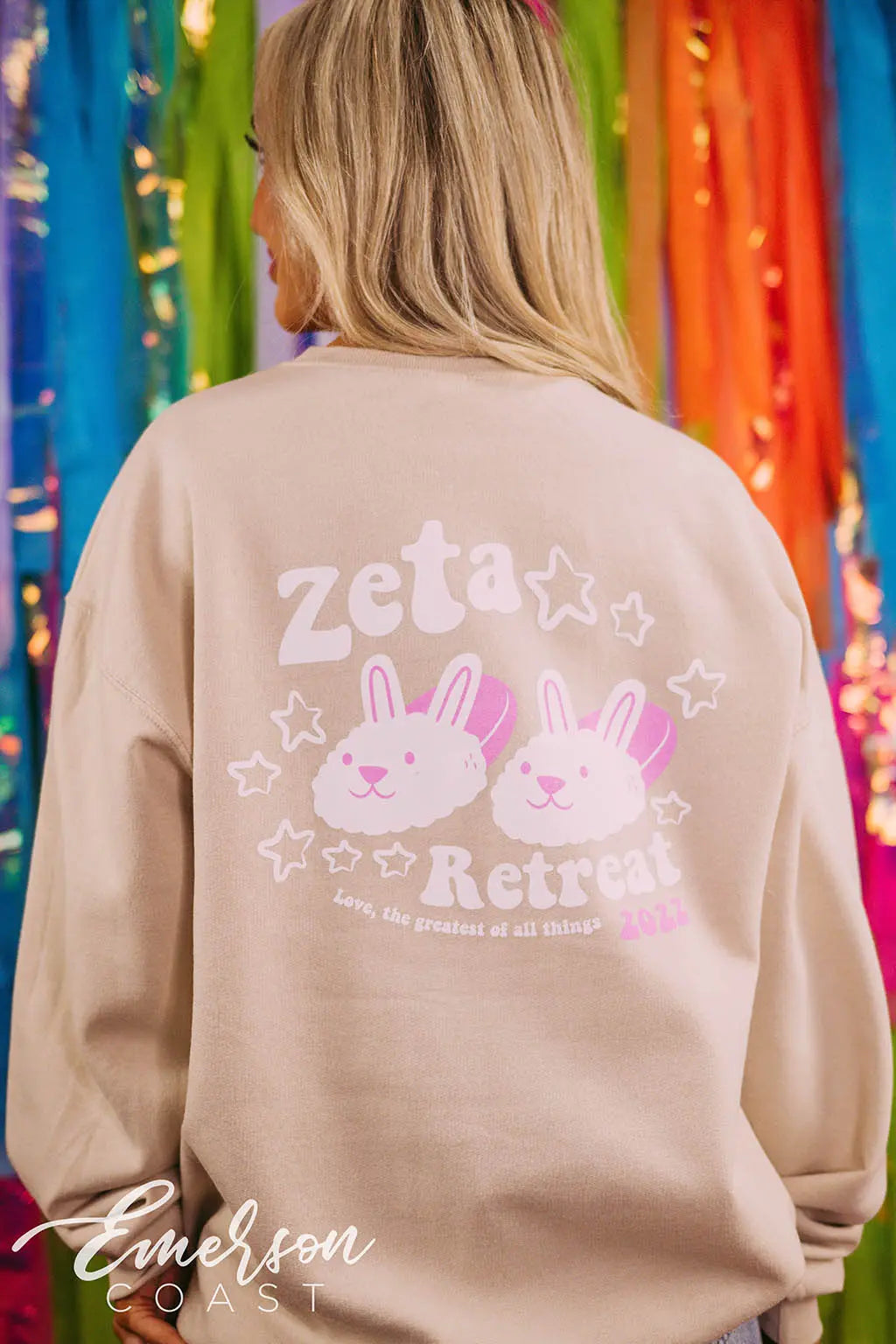 Zeta Tau Alpha Sisterhood Retreat Bunny Slippers Crewneck