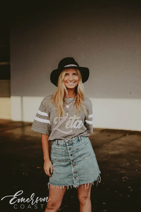 Zeta Tau Alpha Striped Football Tee