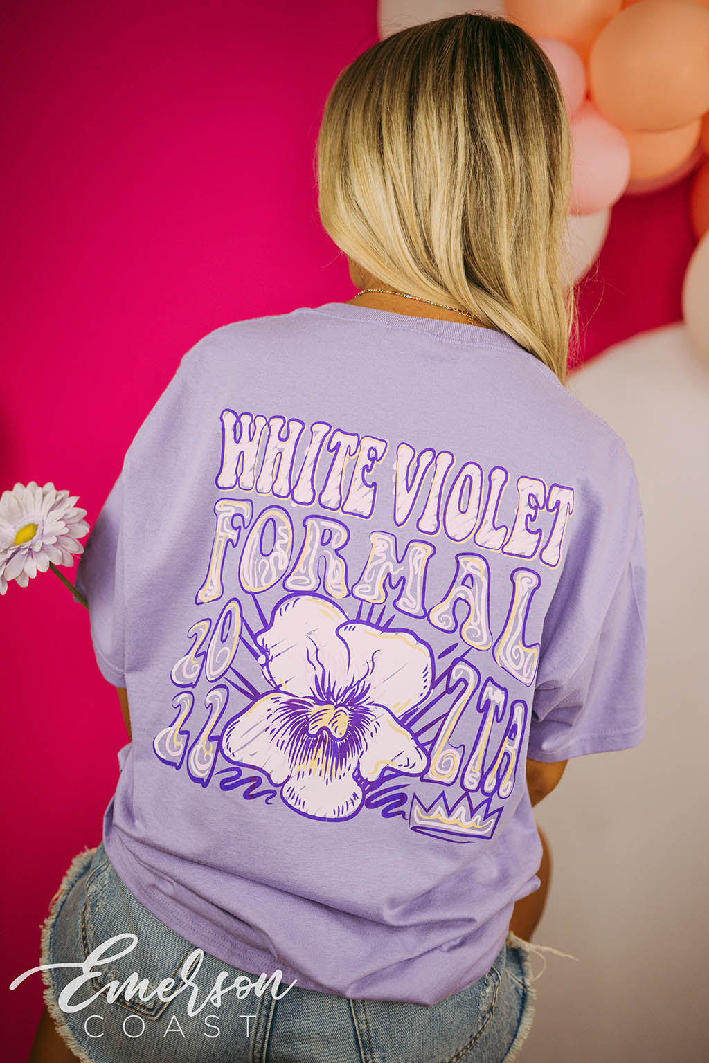 Zeta Tau Alpha White Violet Formal Purple Tee