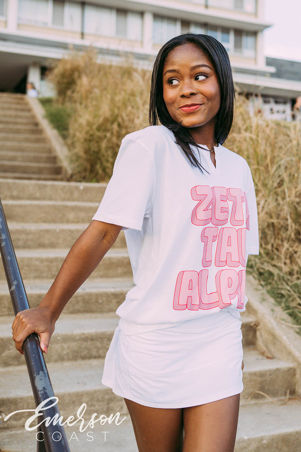 Zeta Tau Alpha PR 3D Font Notch Tee Emerson Coast