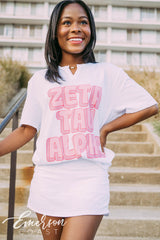 Zeta Tau Alpha PR 3D Font Notch Tee