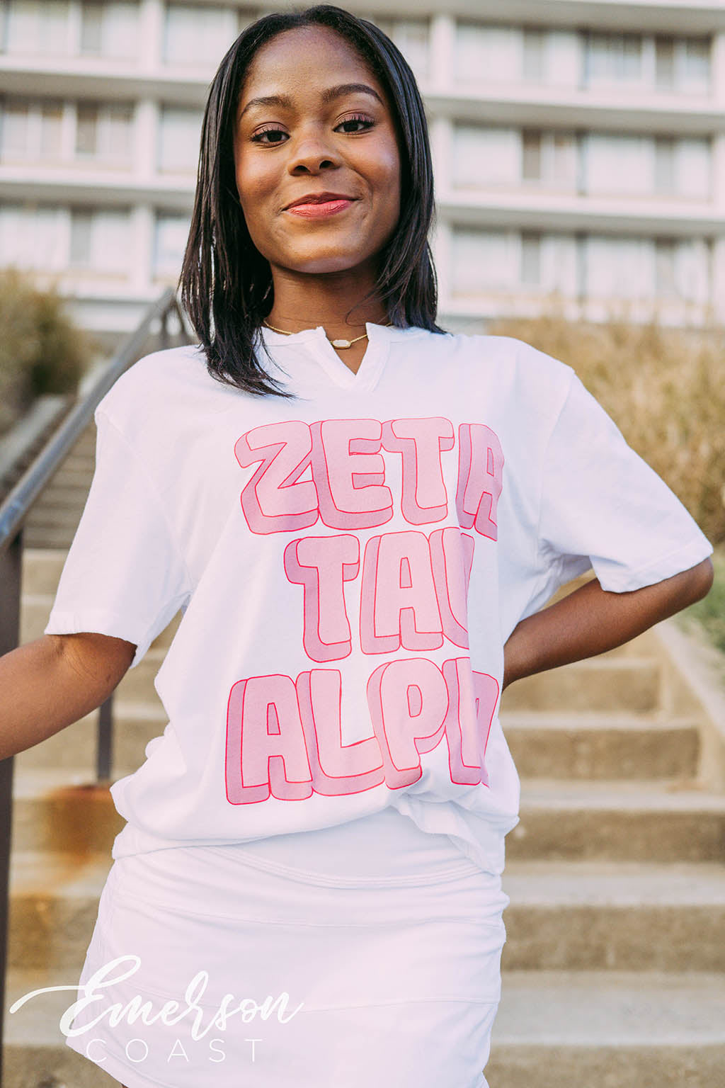 Zeta Tau Alpha PR 3D Font Notch Tee
