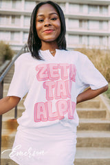 Zeta Tau Alpha PR 3D Font Notch Tee